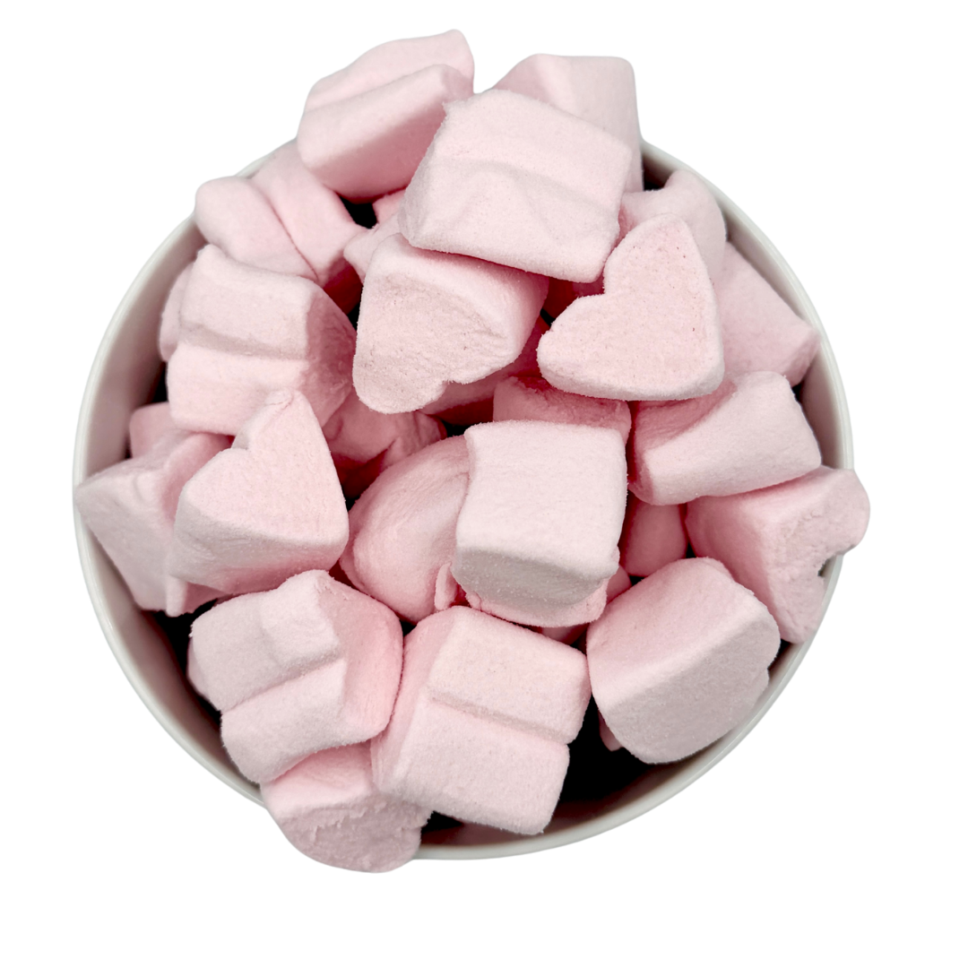 Lyserøde Skum Hjerter - 1 kg.