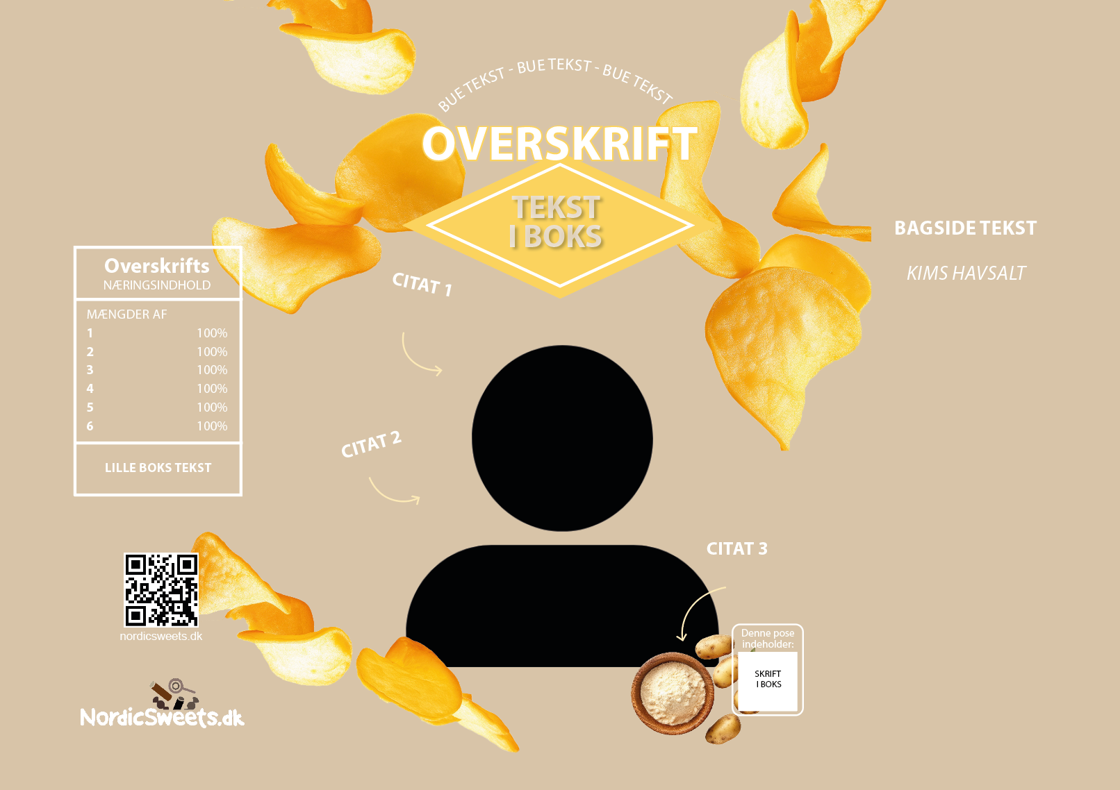 Personlig Chips Pose Beige - 1 stk.