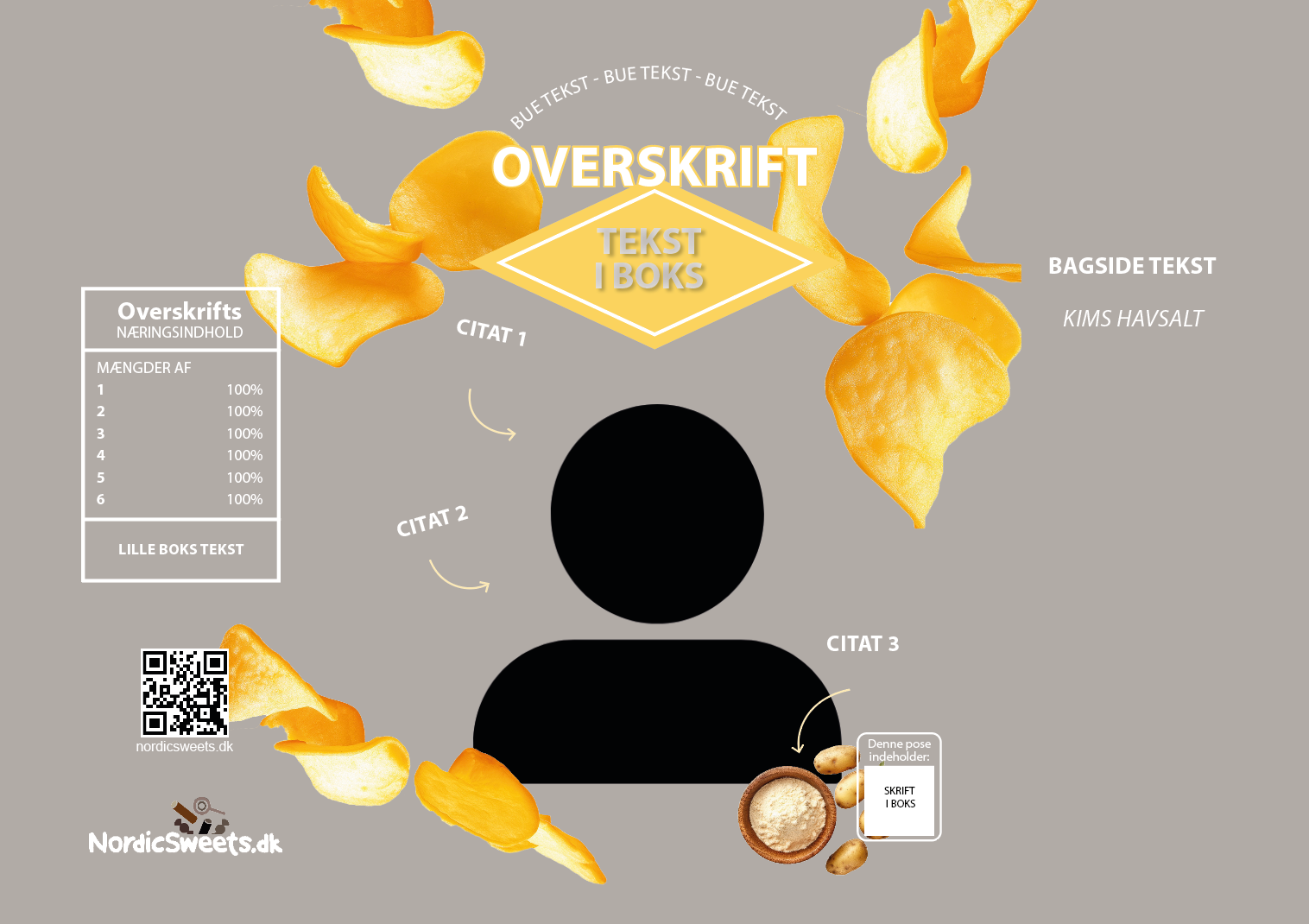 Personlig Chips Pose Grå - 1 stk.