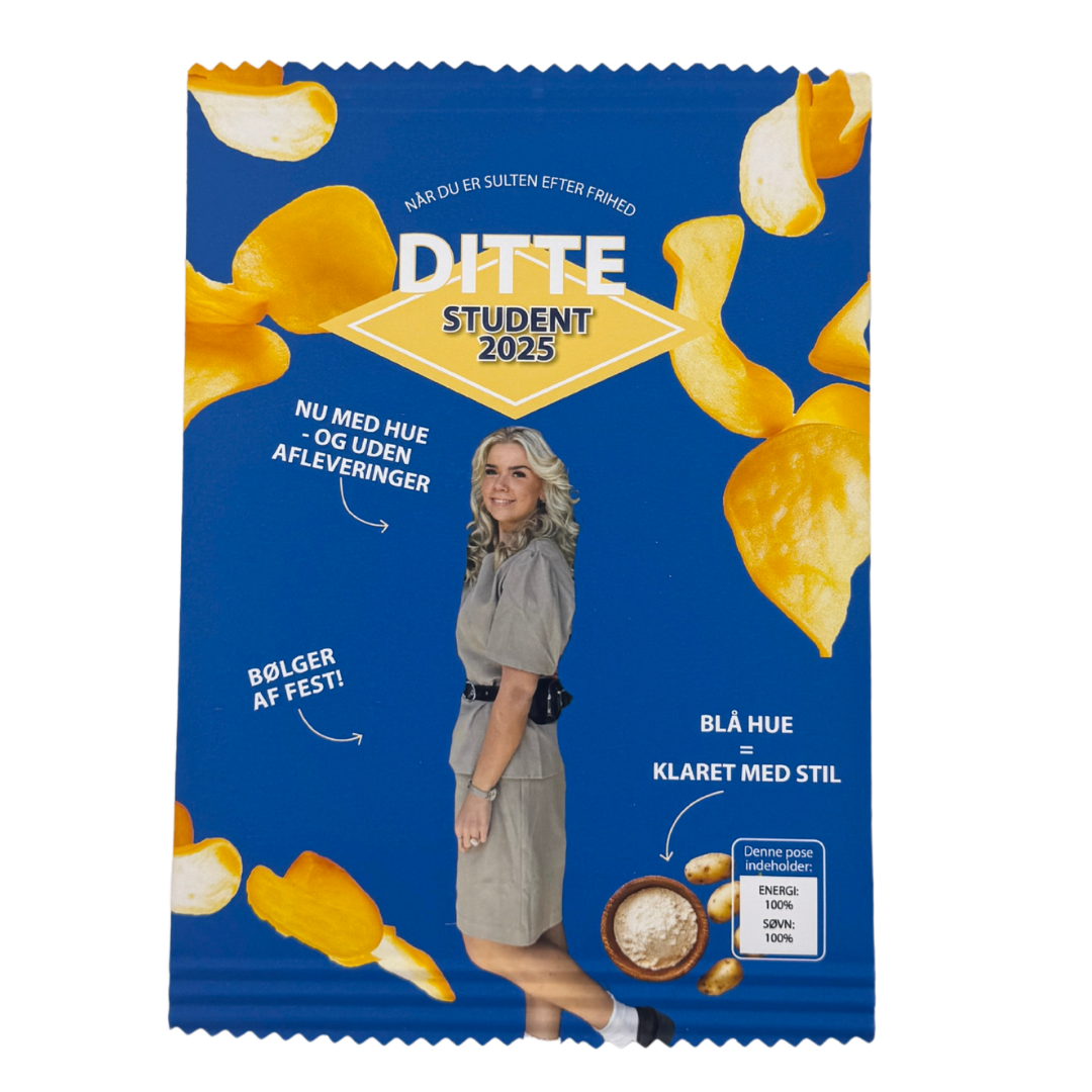 Personlig Chips Pose Kongeblå - 1 stk.